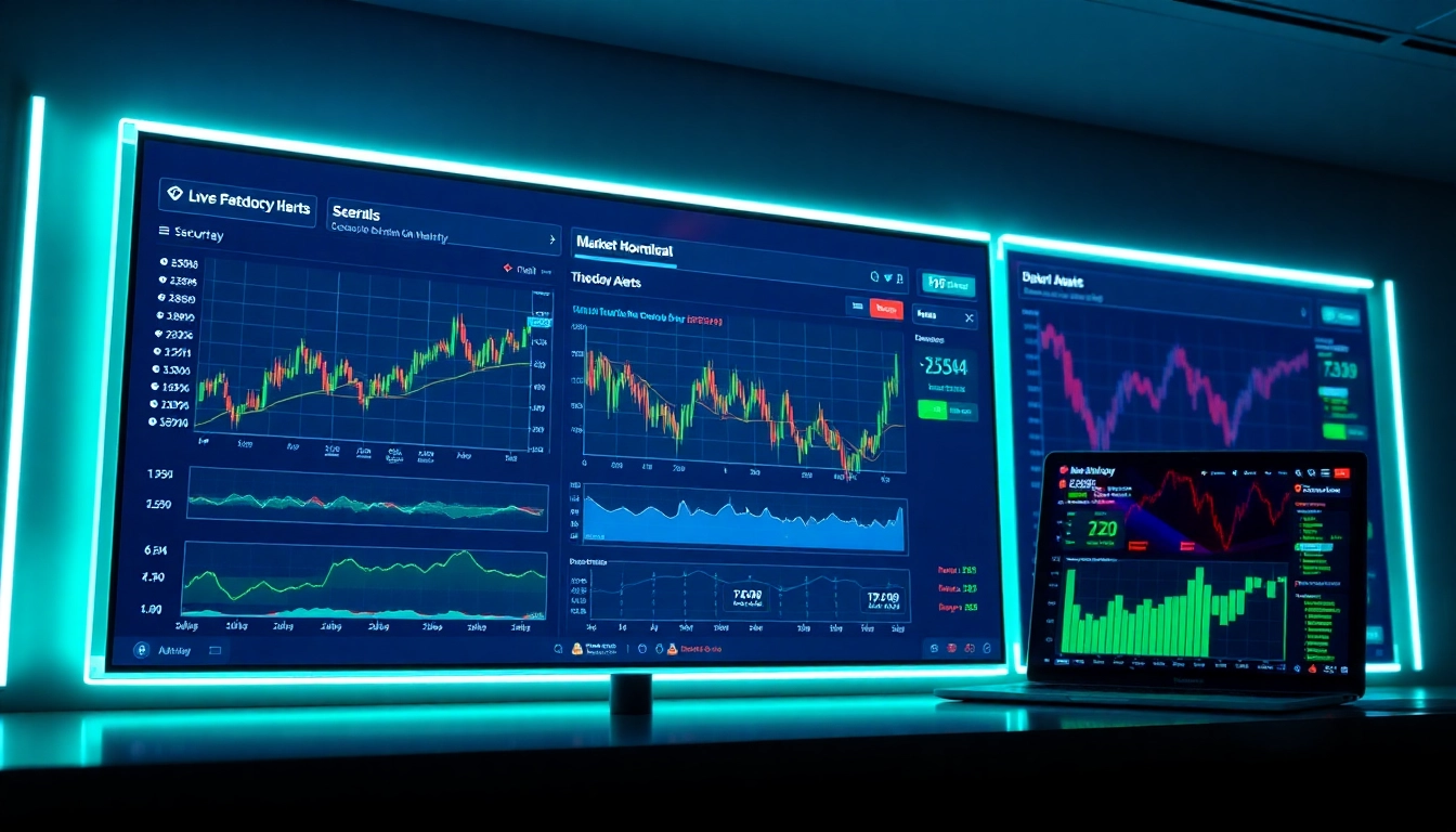 High-tech AICoin crypto trading dashboard showcasing real-time market data, interactive charts, and security features for investors.