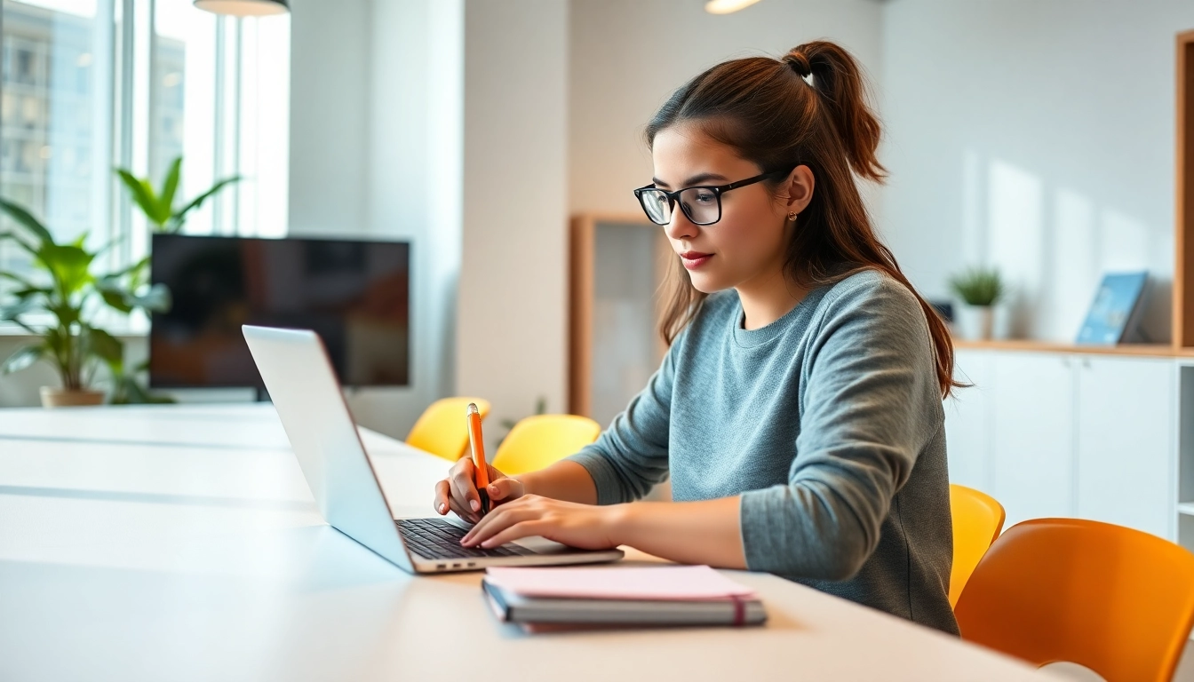 Efficient student using Orvo – Best Note-Taking CRM for Busy Students on a sleek device in a bright workspace enhances productivity.