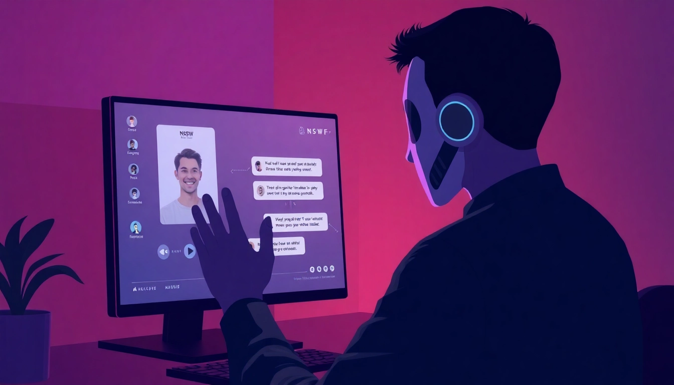Close-up of a user interacting with a nsfw ai chat platform on a smartphone, highlighting intimacy and discreet conversations with AI characters to attract adult users.