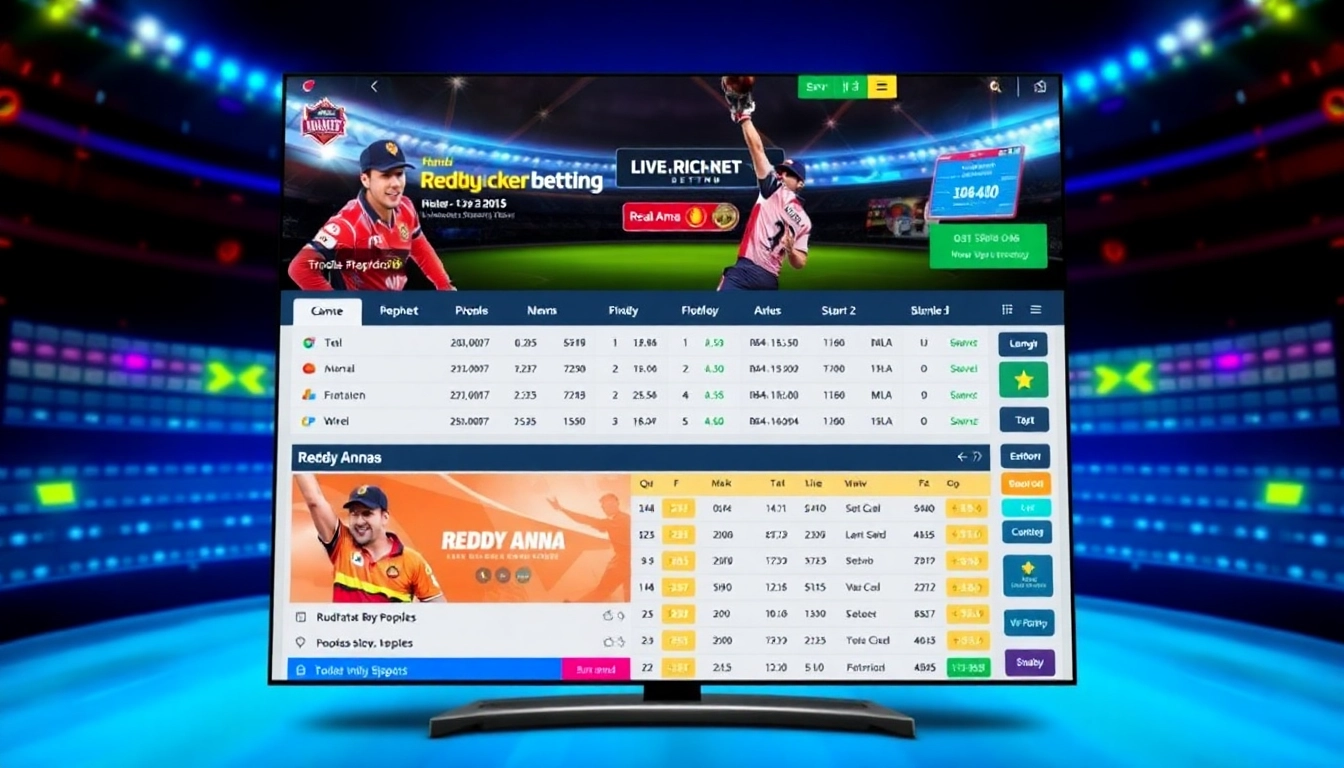 Reddy Anna platform promoting live cricket betting with real-time odds and engaging interface for users.