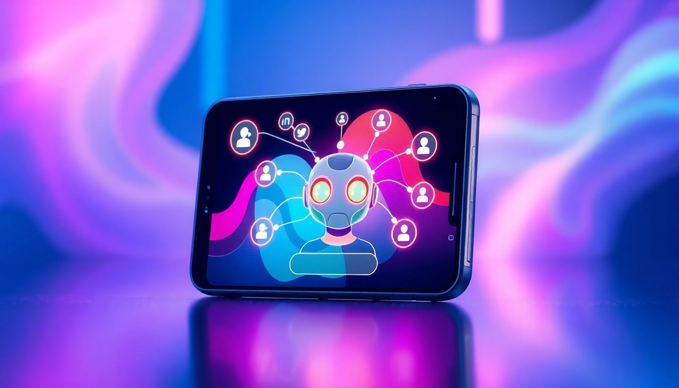 An illustration of a smartphone displaying a chatbot interface with colorful AI-themed background, emphasizing digital conversation and interaction.