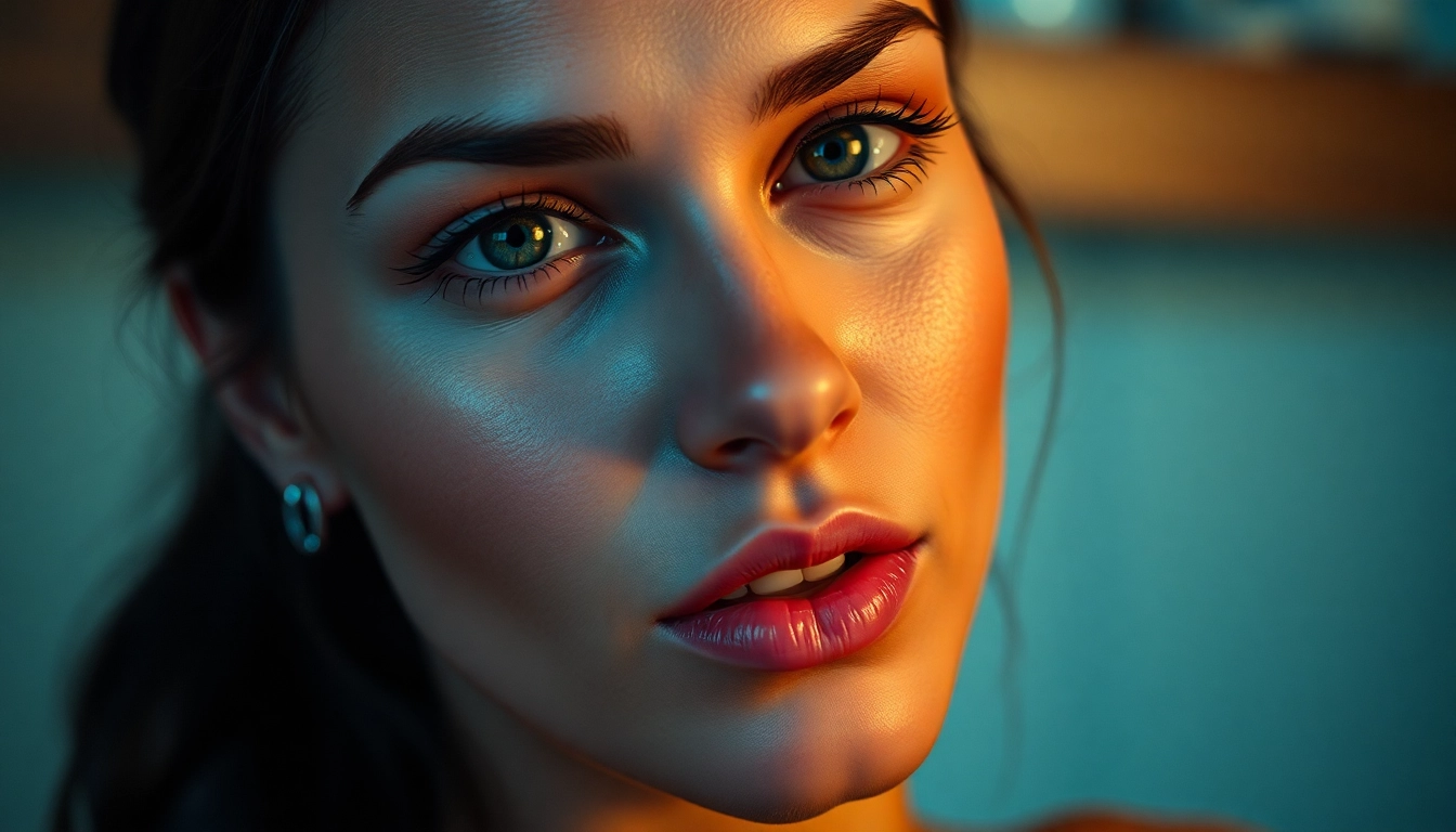 Detailed shot of a hyperrealistic ai porn generator-created scene showcasing expressive facial features and intimate poses, emphasizing realism and emotion.