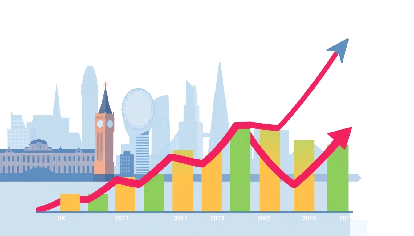 Comprehensive Stocks and Shares Investing Guide UK with financial charts and UK landmarks
